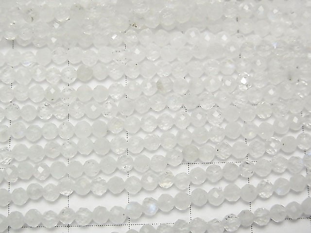 [Video] High Quality! Rainbow Moonstone AA++ Faceted Round 3mm 1strand beads (aprx.15inch / 38cm)