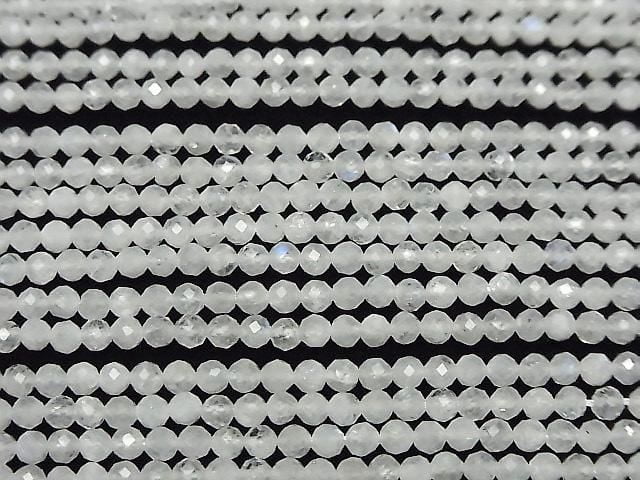 [Video] High Quality! Rainbow Moonstone AA++ Faceted Round 3mm 1-strand beads (approx. 15 inches/36 cm)
