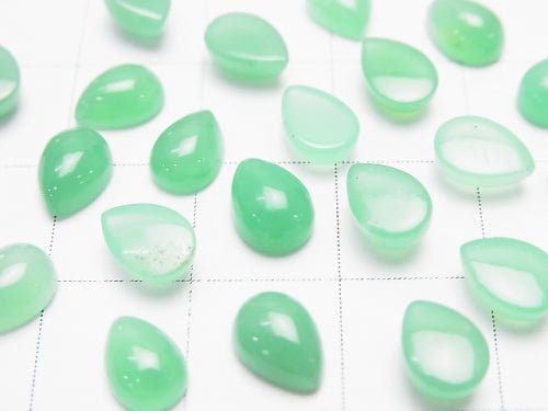 7pcs $11.79! Chrysoprase AAA- Pear shape Cabochon 7x5mm 7pcs