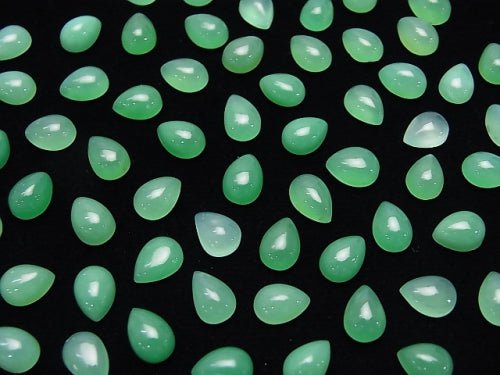 7pcs $11.79! Chrysoprase AAA- Pear shape Cabochon 7x5mm 7pcs