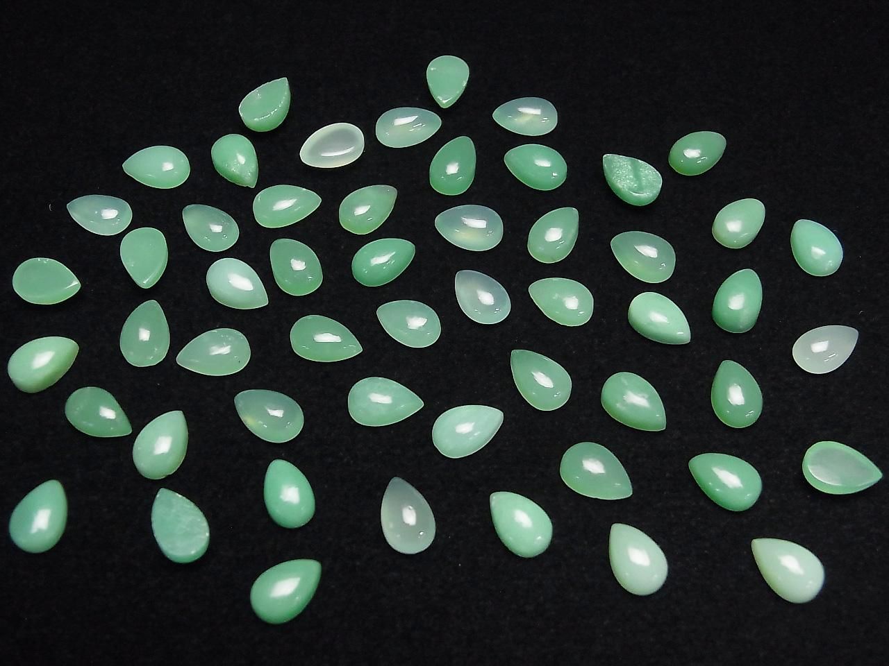 Chrysoprase  AA++ Pear shape  Cabochon 8x5mm 6pcs