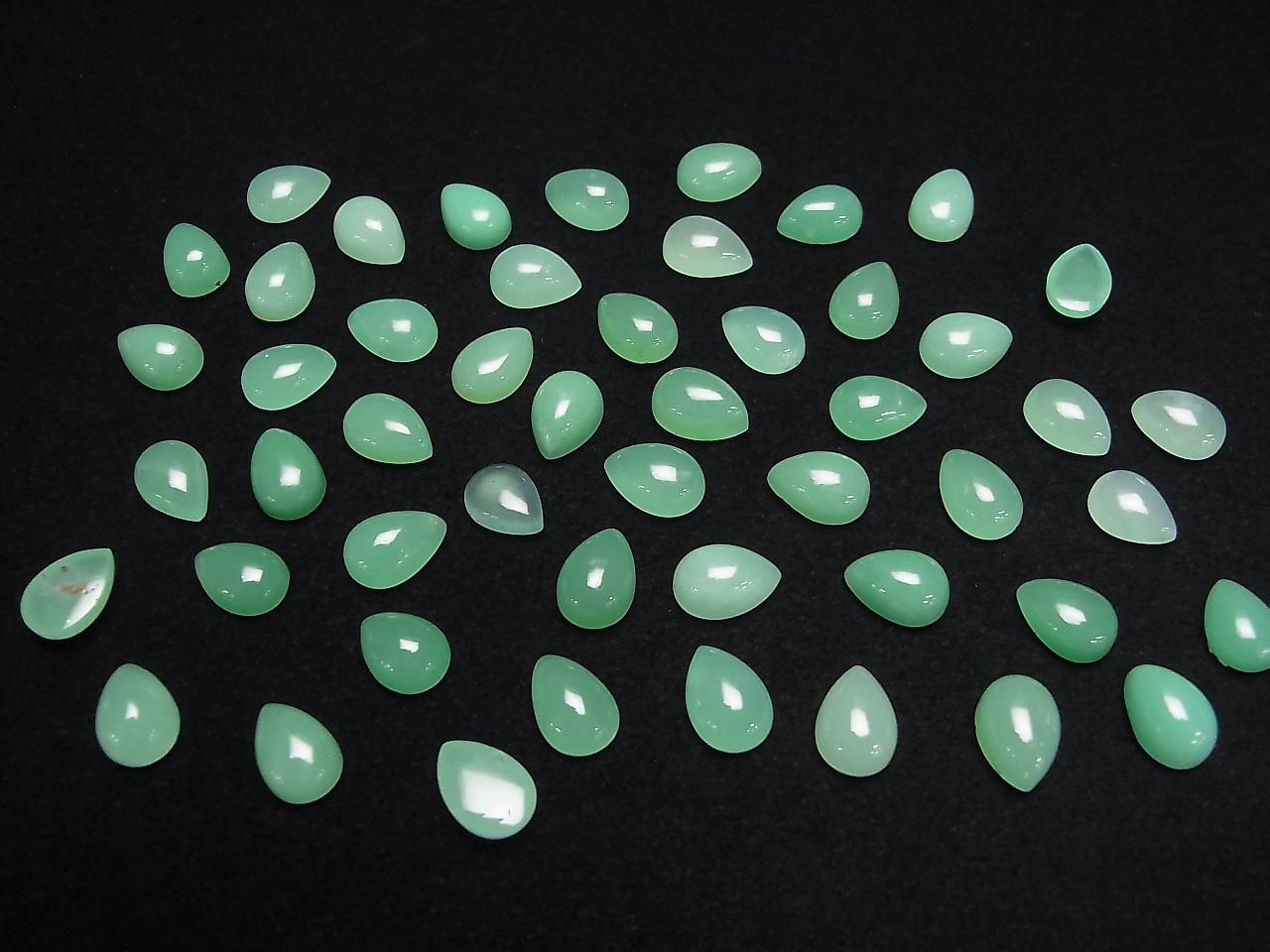 5 Stück $22.99! Chrysopras AA++ Tropfenform Cabochon 10x7mm 5 Stück