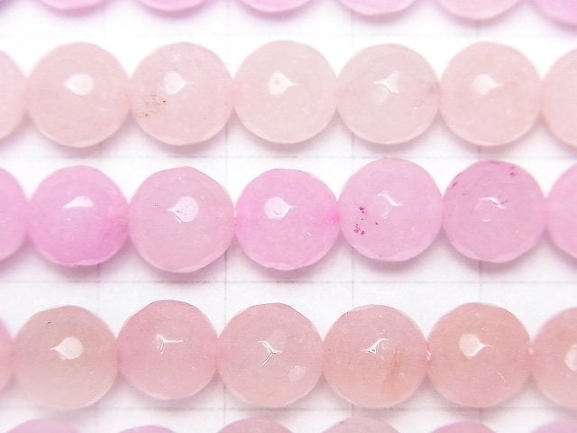 Pink color Jade Faceted Round 8mm 1strand beads (aprx.15inch/36cm)