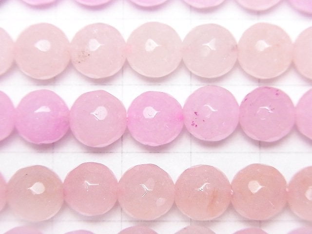 Pink color Jade Faceted Round 8mm 1strand beads (aprx.15inch/36cm)