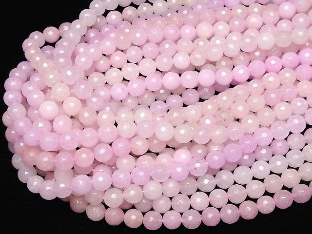 Pink color Jade Faceted Round 8mm 1strand beads (aprx.15inch/36cm)