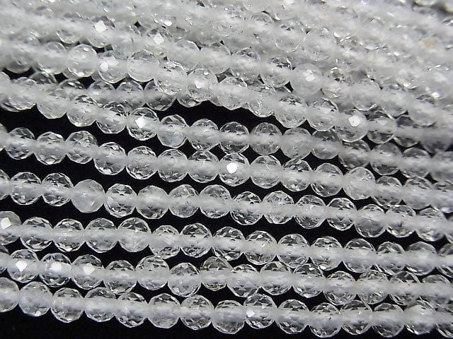 High Quality! 2pcs $9.79! Natural White Topaz AA++ Faceted Round 3mm 1strand beads (aprx.15inch/36cm)