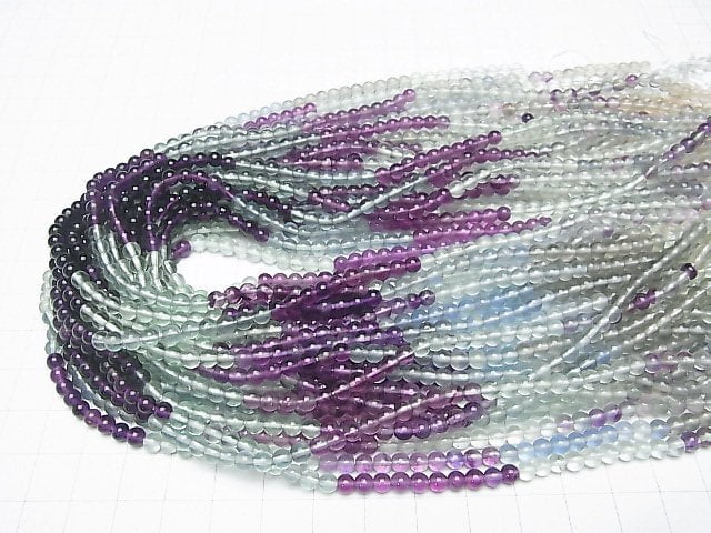 [Video]Fluorite AAA Round 4mm Color Gradation half or 1strand beads (aprx.15inch/38cm)