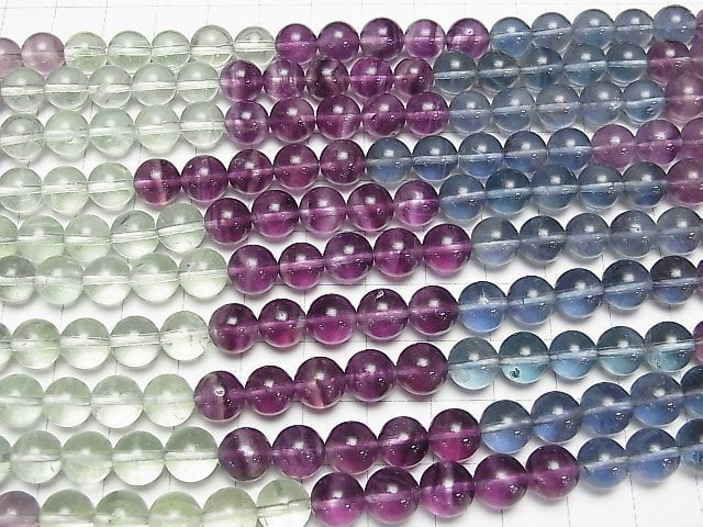 [Video] Fluorite AAA- Round 8mm Color Gradation 1strand beads (aprx.15inch/38cm)