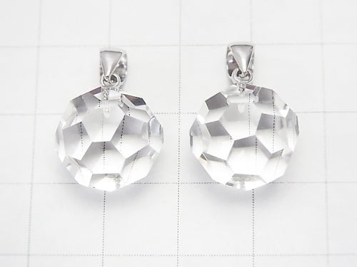 [Video] Crystal AAA+ "Bucky Ball" Faceted Round 14mm Pendant Silver925 1pc