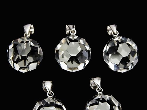 [Video] Crystal AAA+ "Bucky Ball" Faceted Round 14mm Pendant Silver925 1pc