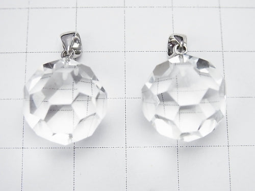 [Video] Crystal AAA+ "Bucky Ball" Faceted Round 16mm Pendant Silver925 1pc