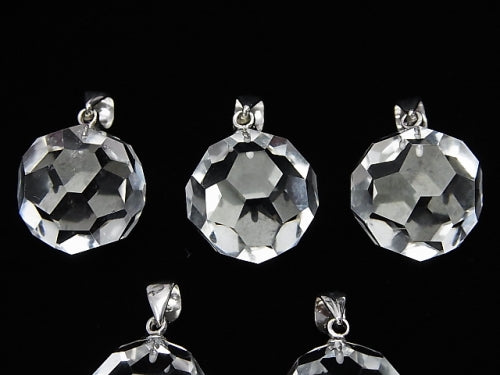 [Video] Crystal AAA+ "Bucky Ball" Faceted Round 16mm Pendant Silver925 1pc