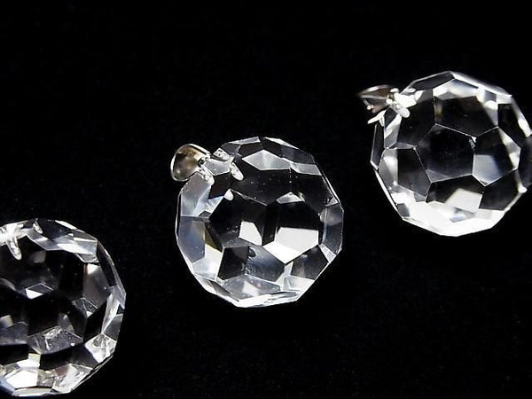 [Video] Crystal AAA+ "Buckyball" Faceted Round 18mm Pendant Silver925 1pc