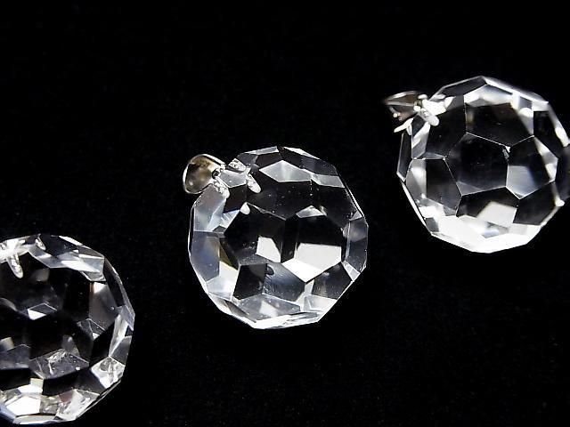 [Video] Crystal AAA+ "Buckyball" Faceted Round 18mm Pendant Silver925 1pc