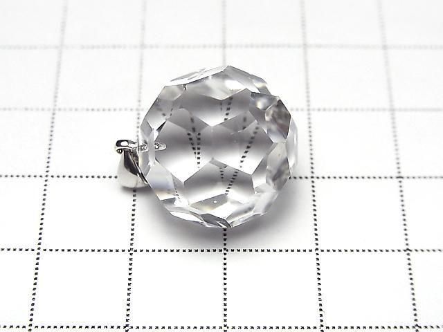 [Video] Crystal AAA+ "Buckyball" Faceted Round 18mm Pendant Silver925 1pc