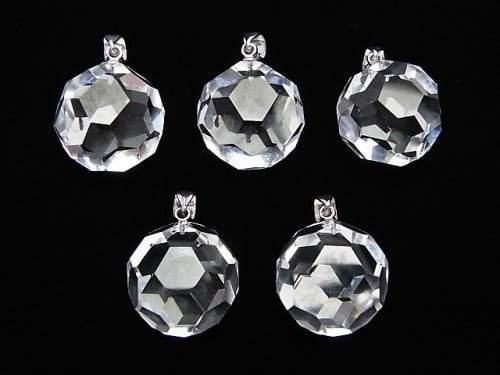 [Video] Crystal AAA+ "Bucky Ball" Faceted Round 18mm Pendant Silver925 1pc