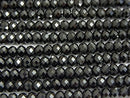 High Quality! Black Tourmaline AAA Faceted Button Rondelle 5 x 5 x 3 mm 1 strand beads (aprx.15 inch / 37 cm)