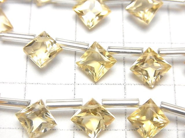 [Video]High Quality Brazilian Citrine AAA Diamond Princess Cut 8x8mm 1strand (8pcs )