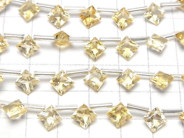 [Video]High Quality Brazilian Citrine AAA Diamond Princess Cut 8x8mm 1strand (8pcs )