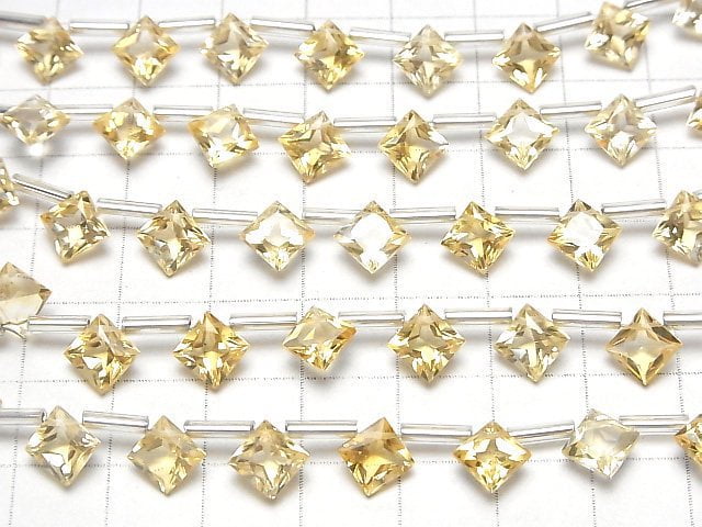 [Video]High Quality Brazilian Citrine AAA Diamond Princess Cut 8x8mm 1strand (8pcs )