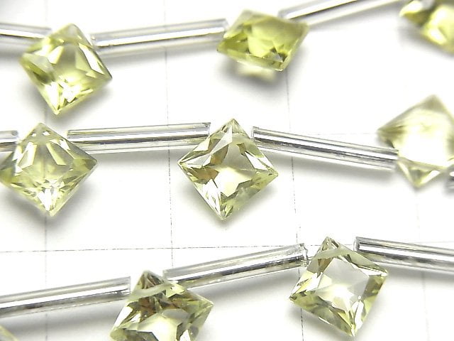 [Video] 1strand $12.99! High Quality Brazil Lemon Quartz AAA Diamond Princess Cut 8 x 8 mm 1 strand (10 pcs)