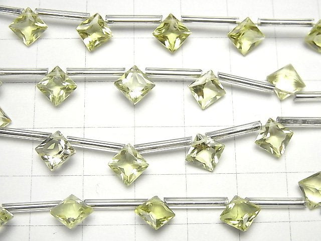 [Video] 1strand $12.99! High Quality Brazil Lemon Quartz AAA Diamond Princess Cut 8 x 8 mm 1 strand (10 pcs)