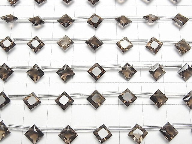 [Video] High Quality Smoky Quartz AAA Diamond Princess Cut 8x8mm 1strand (8pcs)