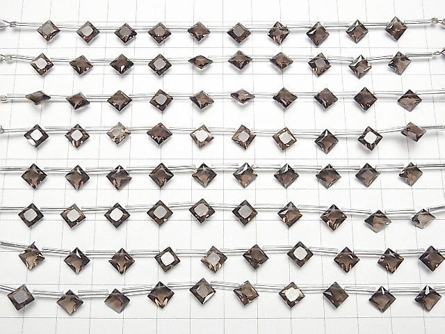 [Video] High Quality Smoky Quartz AAA Diamond Princess Cut 8x8mm 1strand (8pcs)