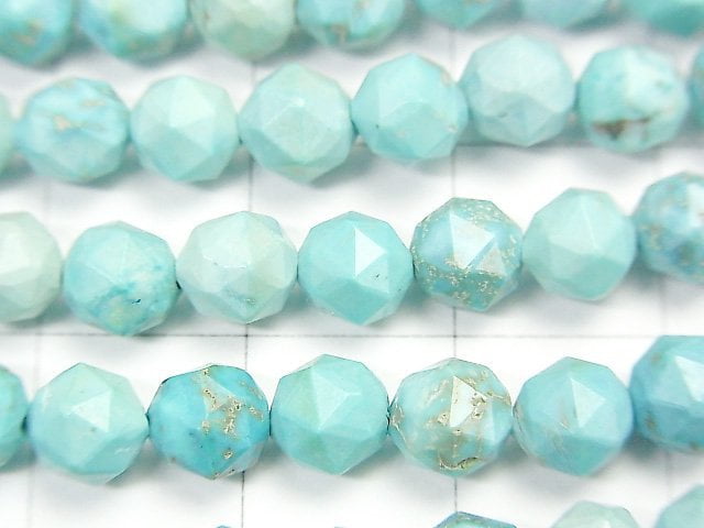 [Video] High Quality! Magnesite Turquoise Star Faceted Round 6mm 1strand beads (aprx.15inch / 36cm)