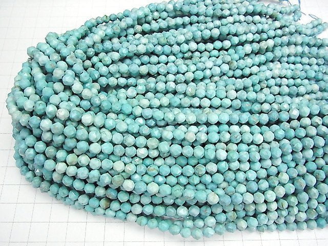 [Video] High Quality! Magnesite Turquoise Star Faceted Round 6mm 1strand beads (aprx.15inch / 36cm)