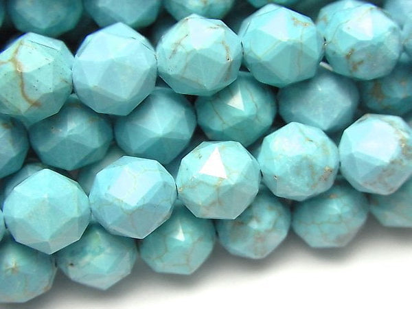 Faceted Round, Magnesite Turquoise Gemstone Beads