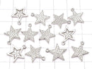 Metal parts Star motif charm 14x12mm Silver color (with CZ) 2pcs