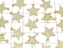 Metal parts Star motif charm 14x12mm Gold color (with CZ) 2pcs