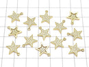 Metal parts Star motif charm 14x12mm Gold color (with CZ) 2pcs