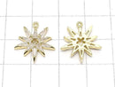 Metal parts Star motif charm 17x15mm Gold color (with CZ) 2pcs