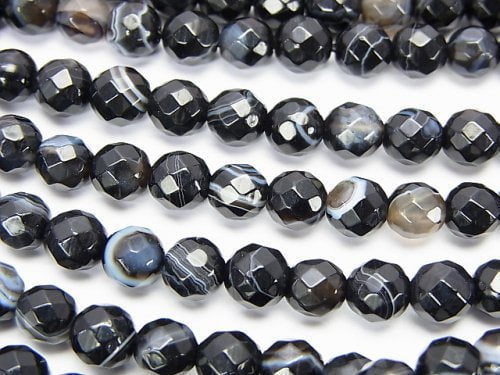 Faceted Round, Onyx Gemstone Beads