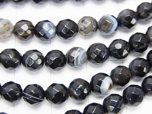 1strand $7.79! Striped Onyx 64Faceted Round 6mm 1strand beads (aprx.15inch / 38cm)