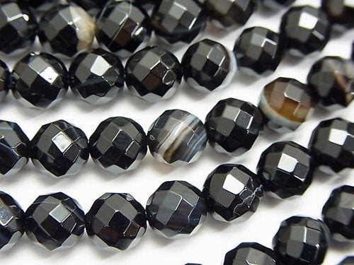 Faceted Round, Onyx Gemstone Beads