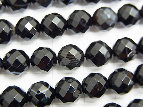 1strand $8.79! Stripe Onyx 64Faceted Round 8mm 1strand beads (aprx.15inch / 37cm)