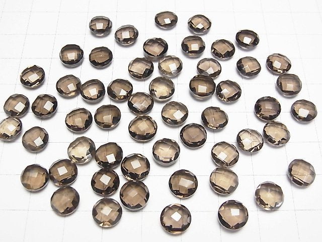 [Video]High Quality Smoky Quartz AAA Loose stone Coin Cushion Cut 8x8x4mm 7pcs
