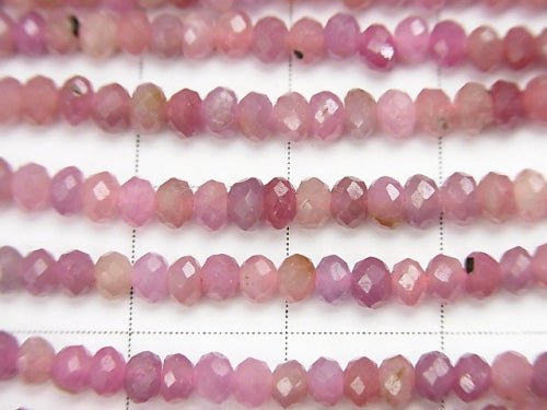 [Video] High Quality!  Ruby AA++ Faceted Button Rondelle 3x3x2mm half or 1strand beads (aprx.15inch/38cm)
