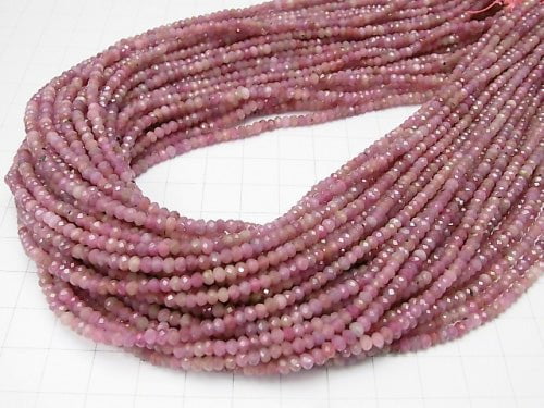 [Video] High Quality!  Ruby AA++ Faceted Button Roundel 3x3x2mm half or 1strand beads (aprx.15inch/38cm)