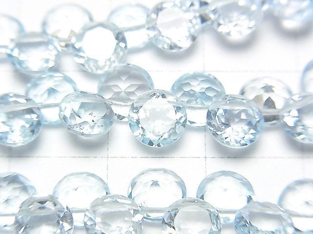 [Video]High Quality Sky Blue Topaz AAA- Round Faceted 6x6mm half or 1strand beads (aprx.4inch/9cm)