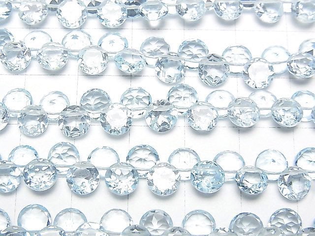 [Video]High Quality Sky Blue Topaz AAA- Round Faceted 6x6mm half or 1strand beads (aprx.4inch/9cm)