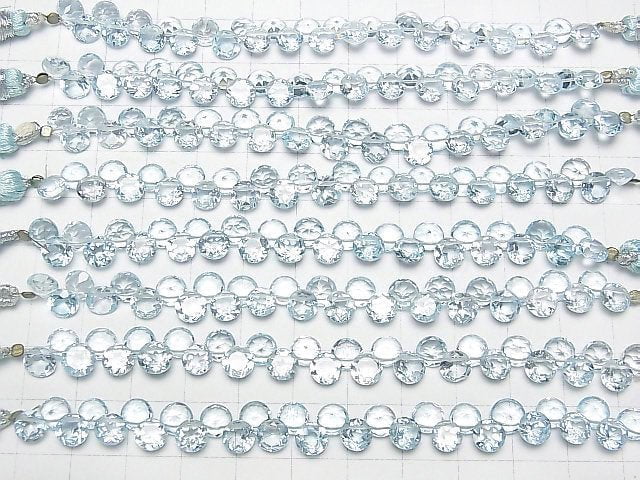 [Video]High Quality Sky Blue Topaz AAA- Round Faceted 6x6mm half or 1strand beads (aprx.4inch/9cm)