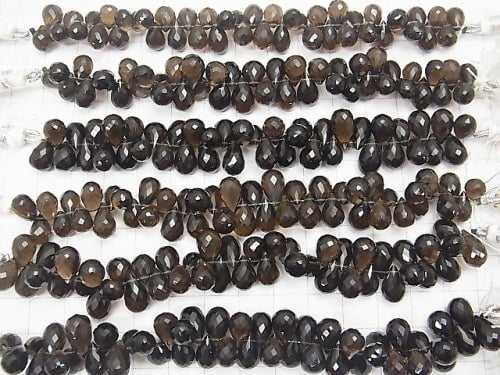 High Quality Smoky Quartz AAA Drop  Faceted Briolette  half or 1strand beads (aprx.4inch/11cm)