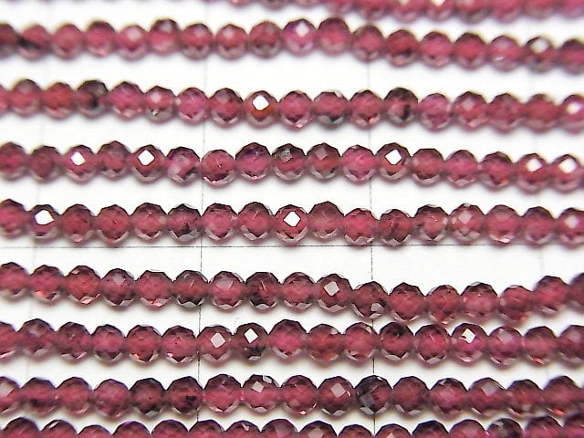 [Video] High Quality! Mozambique Garnet AA++ Faceted Round 2mm 1-strand beads (approx. 15 inches/36 cm)