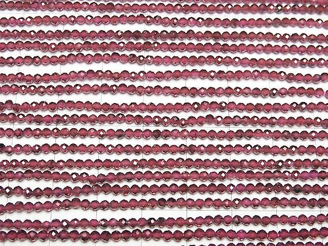 [Video] High Quality! Mozambique Garnet AA++ Faceted Round 2mm 1-strand beads (approx. 15 inches/36 cm)