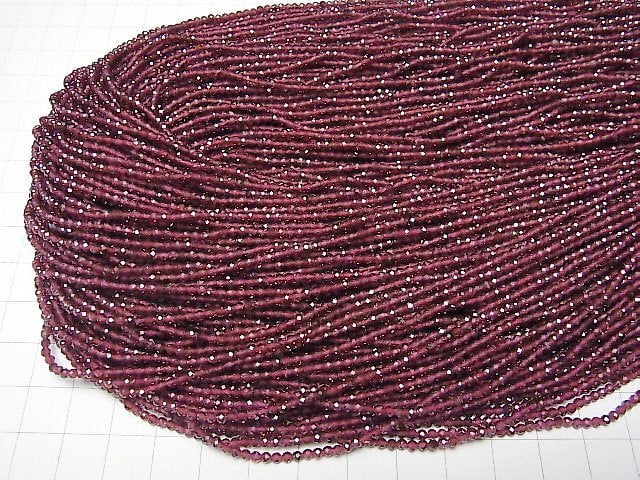 [Video] High Quality! Mozambique Garnet AA++ Faceted Round 2mm 1-strand beads (approx. 15 inches/36 cm)