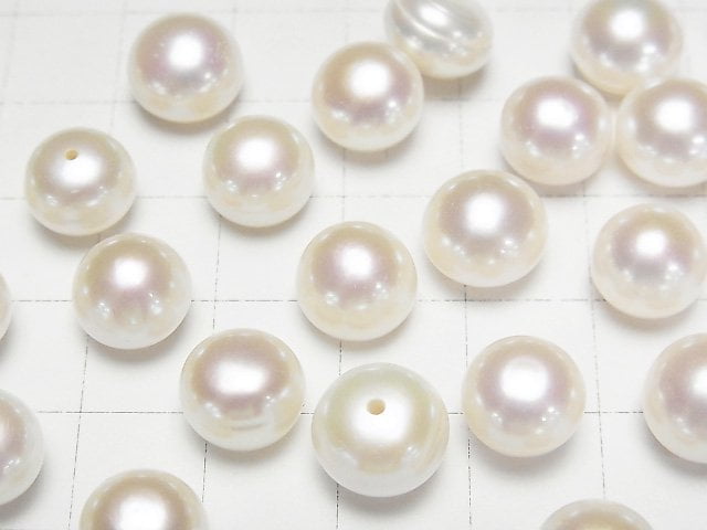 [Video]Fresh Water Pearl AAA Round (Flat )3.5-10.5mm [Half Drilled Hole] 2pairs